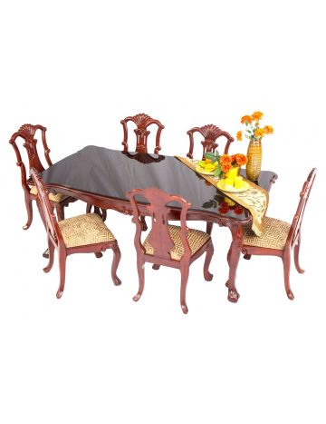 Dining Set DTS-0017 (Full Set With 6 chair & 8mm Glass Top) 