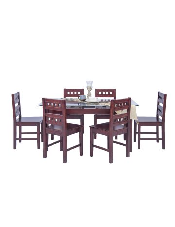 Dining Set-WCDI-0074,WTDN-6074 (Full Set With 6 chair including 10mm Glass Top )