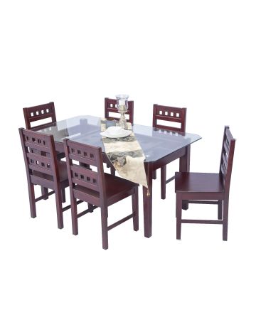 Dining Set-WCDI-0074,WTDN-6074 (Full Set With 6 chair including 10mm Glass Top )