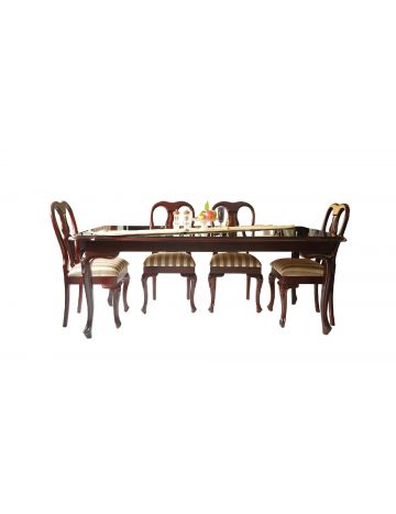 Dining Set-WCDI-0002,WTDN-6002,GTDN-6002 (Full Set with 6 Chair & Glass Top)