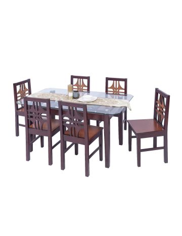Dining Table 6073 WF MG-01 with 10mm clear Glass Top (Only table)