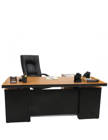 Senior Executive Table 0035 LB Light Cherry Black (With Side Rack & Drawer)