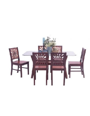 Dining Set -DTS-0069,WTDN-6069(Full Set With 6 chairs and glass top) 