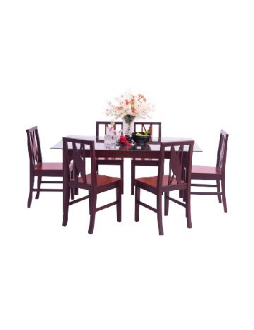 Dining Set-0068 (Full set with 6 chairs & glass top)
