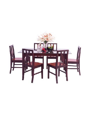 Dining Set-WCDI-0068,WTDN-6068 (Full set with 6 chairs & glass top)