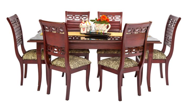 Six Seated Dining Table 6018 WF MG (Only Table)