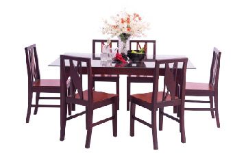 Dining Set-WCDI-0068,WTDN-6068 (Full set with 6 chairs & glass top)